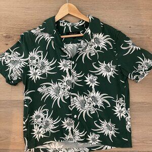 Rag & Bone Avery Green Pineapple Floral Viscose Shirt Sz Small